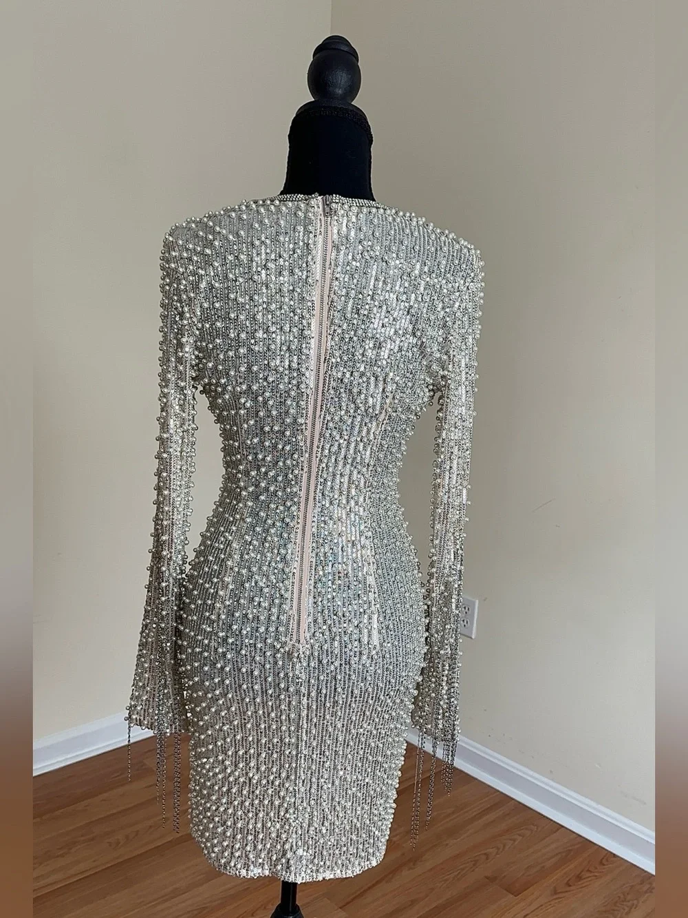 Fashion Nova For Tonight’s Special Pearl Mini Dress Silver Size Small NWT